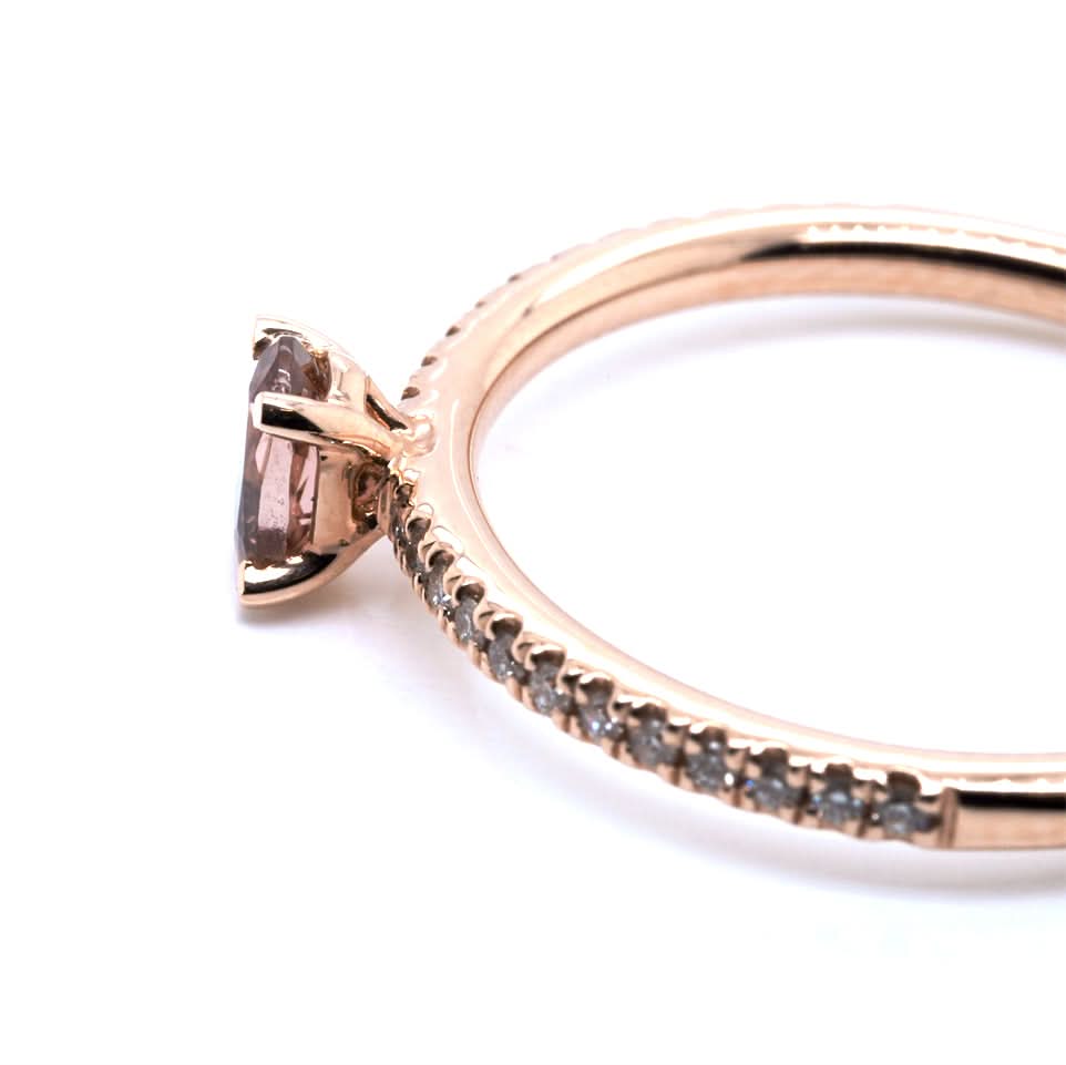 18ct Rose Gold Oval Pink Tourmaline Ring - Image 3